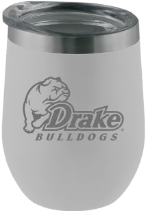 Drake Bulldogs Etched 12oz Stainless Steel Stemless - White