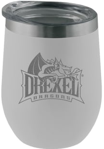 Drexel Dragons Etched 12oz Stainless Steel Stemless - White