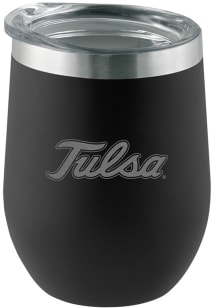 Tulsa Golden Hurricane Etched 12oz Stainless Steel Stemless - Black