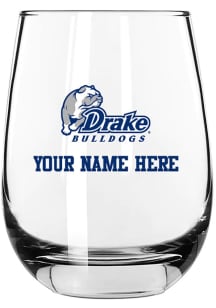 Drake Bulldogs Personalized 15oz Stemless Wine Glass - White