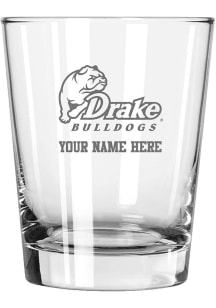 Drake Bulldogs Personalized Etched 15oz Double Old Fashioned Rock Glass - White