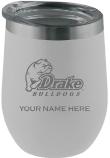 Drake Bulldogs Personalized Etched 12oz Stainless Steel Stemless - White