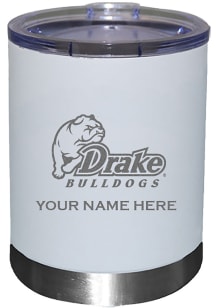 Drake Bulldogs Personalized Laser Etched 12oz Lowball Tumbler - White