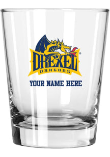 Drexel Dragons Personalized 15oz Double Old Fashioned Rock Glass - White