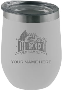 Drexel Dragons Personalized Etched 12oz Stainless Steel Stemless - White