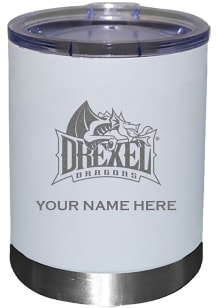 Drexel Dragons Personalized Laser Etched 12oz Lowball Tumbler - White