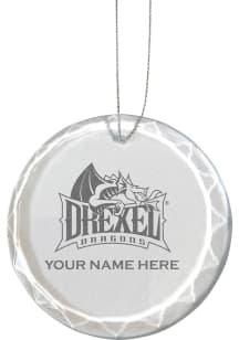 Drexel Dragons Personalized Etched Glass Ornament - White