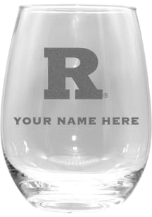 Rutgers Scarlet Knights Personalized Etched 15oz Stemless Wine Glass - White