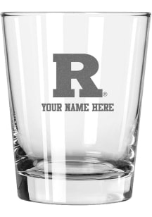 Rutgers Scarlet Knights Personalized Etched 15oz Double Old Fashioned Rock Glass - White