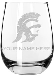 USC Trojans Personalized Etched 15oz Stemless Wine Glass - White