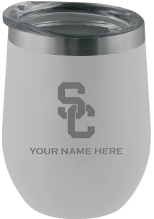 USC Trojans Personalized Etched 12oz Stainless Steel Stemless - White