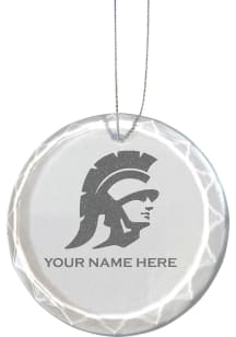 USC Trojans Personalized Etched Glass Ornament - White