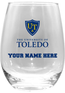 Toledo Rockets Personalized 15oz Stemless Wine Glass - White