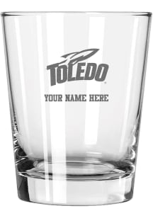 Toledo Rockets Personalized Etched 15oz Double Old Fashioned Rock Glass - White