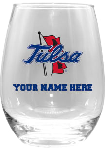 Tulsa Golden Hurricane Personalized 15oz Stemless Wine Glass - White