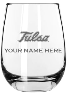 Tulsa Golden Hurricane Personalized Etched 15oz Stemless Wine Glass - White
