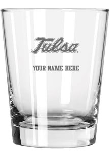 Tulsa Golden Hurricane Personalized Etched 15oz Double Old Fashioned Rock Glass - White