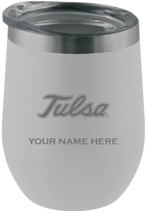 Tulsa Golden Hurricane Personalized Etched 12oz Stainless Steel Stemless - White