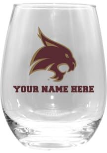 Texas State Bobcats Personalized 15oz Stemless Wine Glass - White