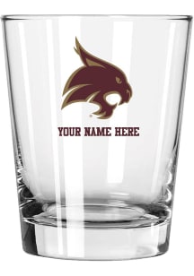 Texas State Bobcats Personalized 15oz Double Old Fashioned Rock Glass - White