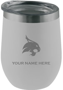 Texas State Bobcats Personalized Etched 12oz Stainless Steel Stemless - White