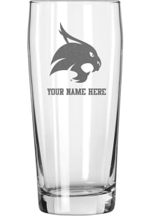 Texas State Bobcats Personalized Etched 16oz Pub Pilsner Glass - White