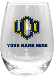 Central Oklahoma Bronchos Personalized 15oz Stemless Wine Glass - White