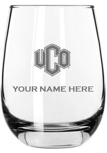 Central Oklahoma Bronchos Personalized Etched 15oz Stemless Wine Glass - White