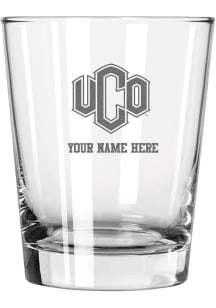 Central Oklahoma Bronchos Personalized Etched 15oz Double Old Fashioned Rock Glass - White