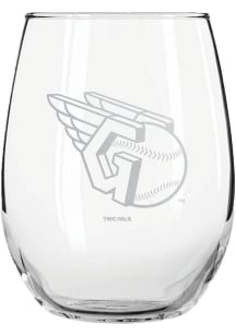 Cleveland Guardians 15 oz. Etched Stemless Wine Glass - White