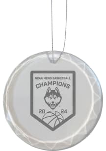 UConn Huskies 2024 NCAA Mens National Champs Etched Glass Ornament - White