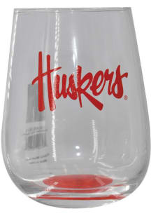 Nebraska Cornhuskers team color on bottom of glass Stemless Wine Glass - Red