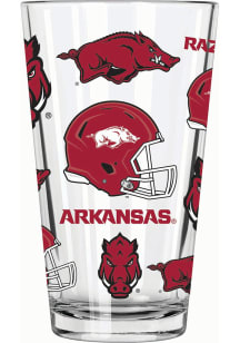 Arkansas Razorbacks 16 oz Print Pint Glass - Red