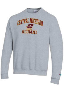 Champion Central Michigan Chippewas Mens Grey Mascot Alumni Powerblend Long Sleeve Crew Sweatshirt