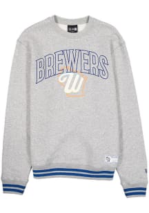 New Era Milwaukee Brewers Mens Grey City Connect Long Sleeve Crew Sweatshirt