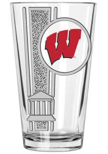 Wisconsin Badgers 16oz Etched Decal Pint Glass - Red
