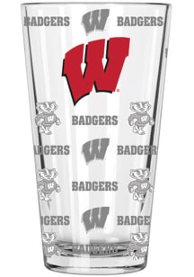 Wisconsin Badgers Sandblasted Design Pint Glass - Red