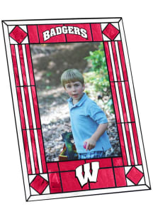 Wisconsin Badgers 4x6 Art Glass Vertical Picture Frame - Red