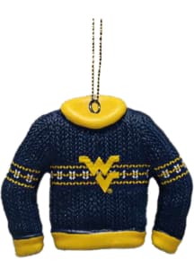 West Virginia Mountaineers Ugly Sweater Ornament - Gold