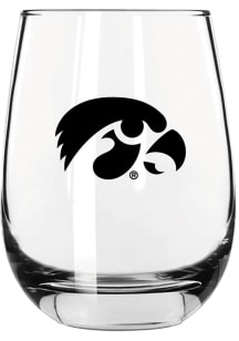 Iowa Hawkeyes 15 oz Color Logo Stemless Wine Glass - Black