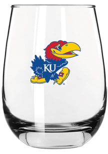 Kansas Jayhawks 15 oz Color Logo Stemless Wine Glass - Crimson