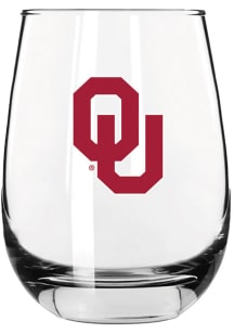 Oklahoma Sooners 15 oz Color Logo Stemless Wine Glass - Crimson