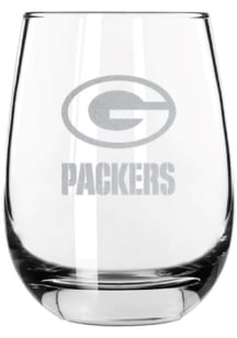 Green Bay Packers 15 oz Etched Logo Stemless Wine Glass - Green