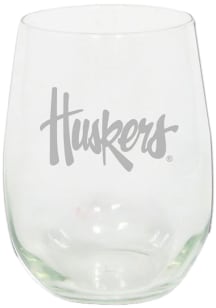 Nebraska Cornhuskers 15 oz Etched Logo Stemless Wine Glass - Red