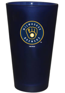 Milwaukee Brewers 16 oz Frosted Color Logo Pint Glass - Navy Blue