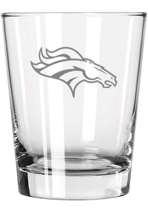 Denver Broncos 15oz Etched Logo Rock Glass - Navy Blue