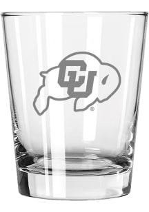 Colorado Buffaloes 15oz Etched Logo Rock Glass - Silver