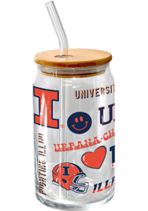Illinois Fighting Illini 16oz Local Glass Can Pint Glass - Orange