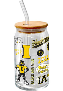 Iowa Hawkeyes 16oz Local Glass Can Pint Glass - Black