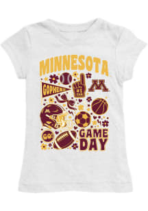 Vive La Fete Minnesota Golden Gophers Toddler Girls White Lexie Short Sleeve T-Shirt